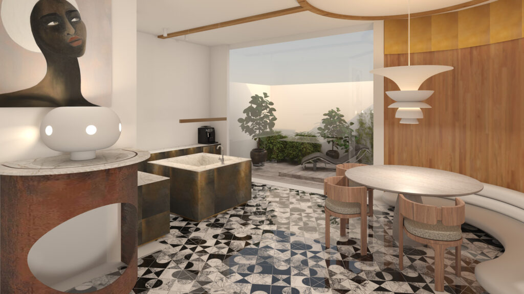 Cuisine contemporaine d’un appartement privé par l’architecte Emmanuelle Neciolli