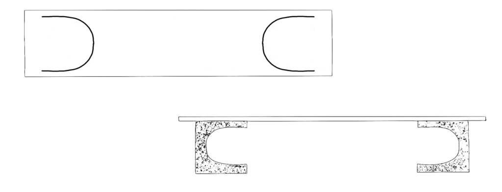 Esquisse design d’un banc imaginée par l’architecte Emmanuelle Neciolli