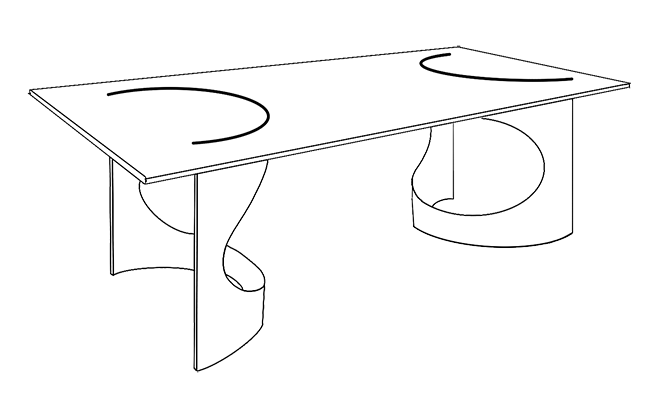 Esquisse design d’une table imaginée par l’architecte Emmanuelle Neciolli